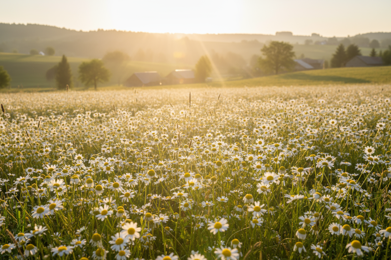 Chamomile Flowers in a sunny field