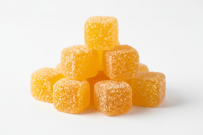 Peach Flavored Yellow Gummy Squares 